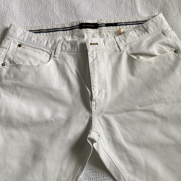 Massimo Dutti White Trousers with Blue Accent - Picture 2 of 4
